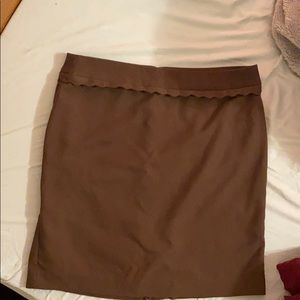 Loft brown scalloped pencil skirt